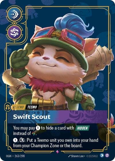 Riftbound card: Teemo - Swift Scout 263/298 from Origins (Rare), front of card