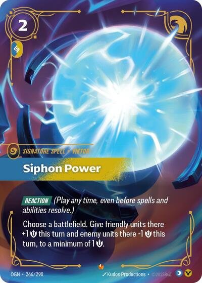 Riftbound card: Siphon Power Epic 266/298 from Origins (Signature Spell), front of card