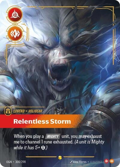 Riftbound card: Volibear - Relentless Storm (Overnumbered) 300/298 from Origins (Showcase), front of card