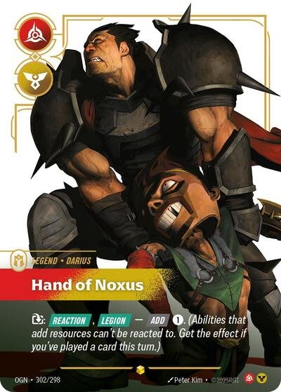 Riftbound card: Darius - Hand of Noxus (Overnumbered) 302/298 from Origins (Showcase), front of card