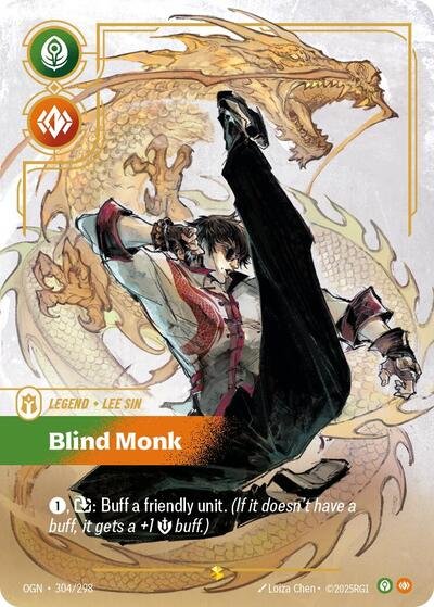 Riftbound card: Lee Sin - Blind Monk (Overnumbered) 304/298 from Origins (Showcase), front of card