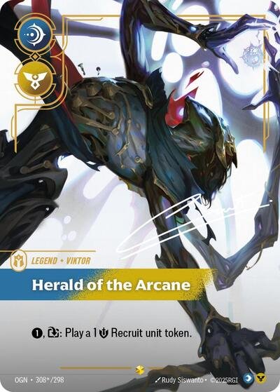 Riftbound card: 308*/298 Viktor - Herald of the Arcane (Signature) from Origins (Showcase), front of card
