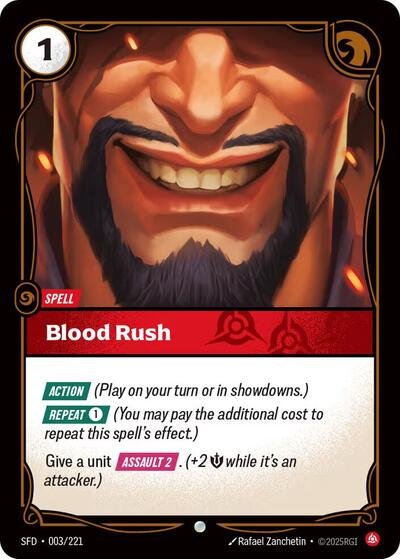 Riftbound card: Blood Rush 003/221 from Spiritforged (Common), front of card