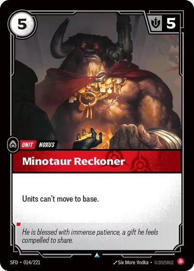 Riftbound card: Minotaur Reckoner 014/221 from Spiritforged (Uncommon), front of card