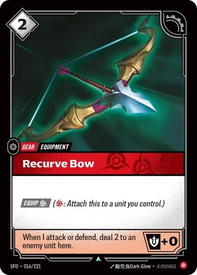 Riftbound card: Recurve Bow 016/221 from Spiritforged (Uncommon), front of card