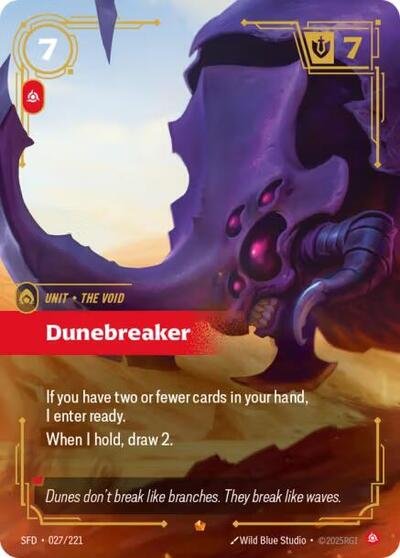 Riftbound card: Dunebreaker 027/221 from Spiritforged (Epic), front of card