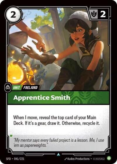 Riftbound card: Apprentice Smith 041/221 from Spiritforged (Uncommon), front of card