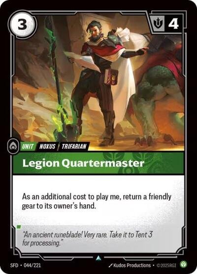 Riftbound card: Legion Quartermaster 044/221 from Spiritforged (Uncommon), front of card