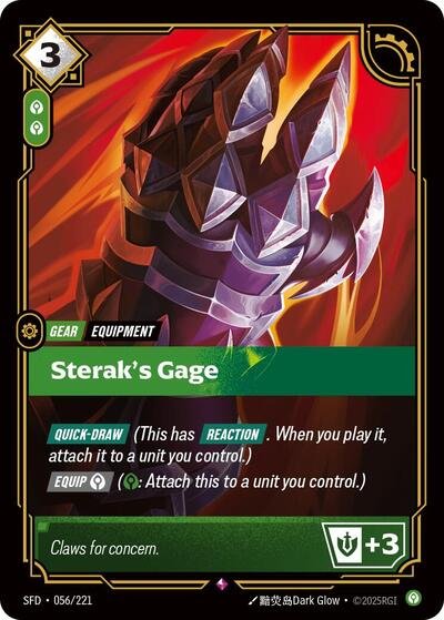 Riftbound card: Sterak's Gage 056/221 from Spiritforged (Rare), front of card