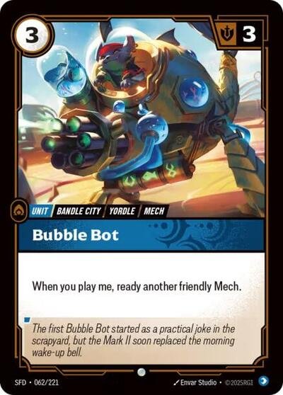 Riftbound card: Bubble Bot 062/221 from Spiritforged (Common), front of card