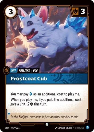 Riftbound card: Frostcoat Cub 067/221 from Spiritforged (Common), front of card