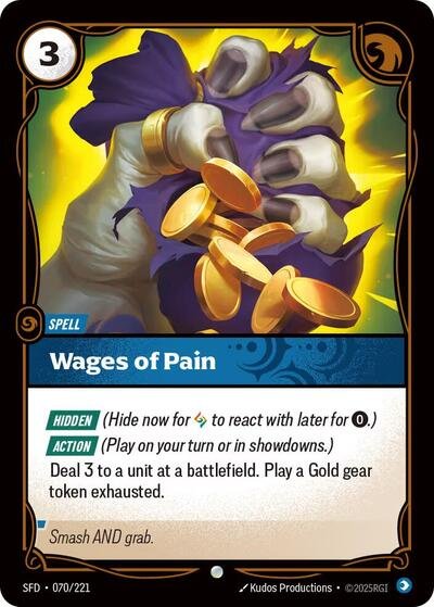 Riftbound card: Wages of Pain 070/221 from Spiritforged (Common), front of card