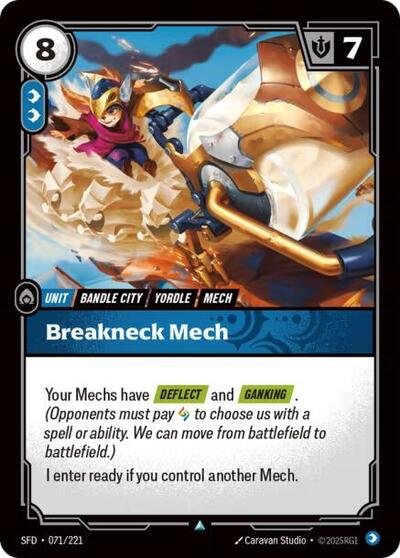 Riftbound card: Breakneck Mech 071/221 from Spiritforged (Uncommon), front of card