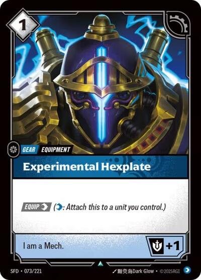 Riftbound card: Experimental Hexplate 073/221 from Spiritforged (Uncommon), front of card