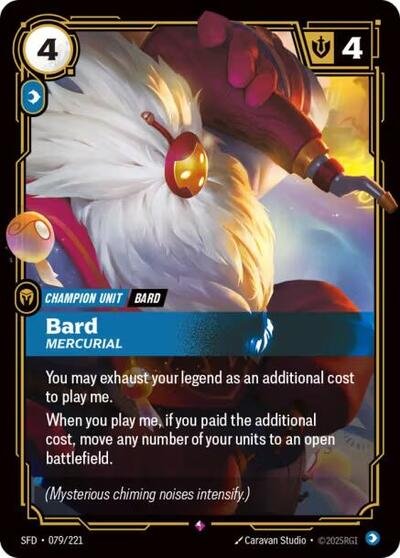 Riftbound card: Bard - Mercurial 079/221 from Spiritforged (Rare), front of card
