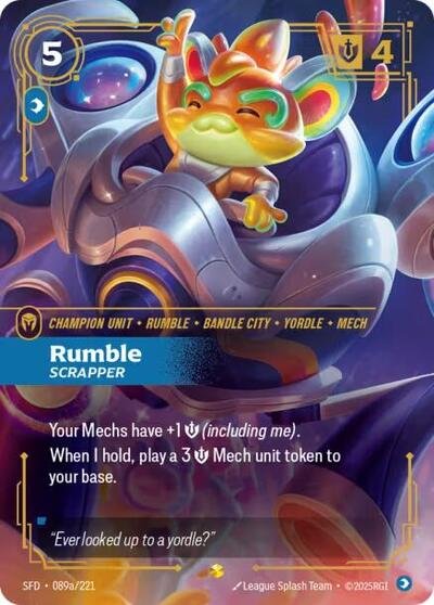 Riftbound card: Rumble - Scrapper (Alternate Art) 089a/221 from Spiritforged (Showcase), front of card