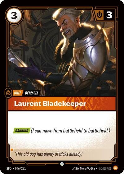 Riftbound card: Laurent Bladekeeper 096/221 from Spiritforged (Common), front of card