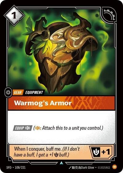 Riftbound card: Warmog's Armor 108/221 from Spiritforged (Uncommon), front of card