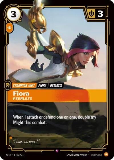 Riftbound card: Fiora - Peerless 110/221 from Spiritforged (Rare), front of card