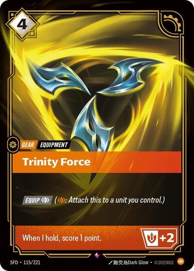 Riftbound card: Trinity Force 115/221 from Spiritforged (Rare), front of card