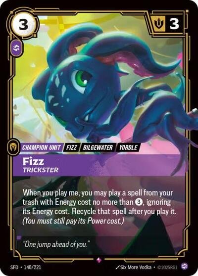Riftbound card: Fizz - Trickster 140/221 from Spiritforged (Rare), front of card