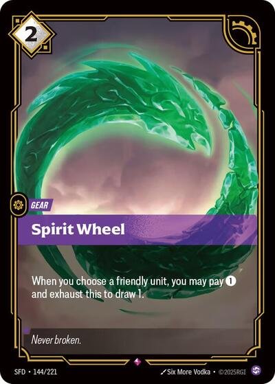 Riftbound card: Spirit Wheel 144/221 from Spiritforged (Rare), front of card