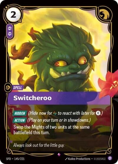 Riftbound card: Switcheroo 145/221 from Spiritforged (Rare), front of card