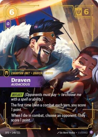 Riftbound card: Draven - Audacious 148/221 from Spiritforged (Epic), front of card