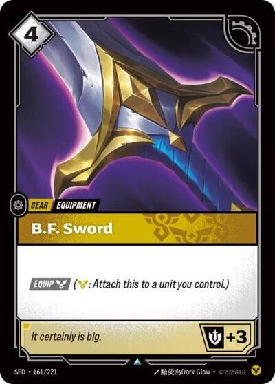 Riftbound card: B.F. Sword 161/221 from Spiritforged (Uncommon), front of card