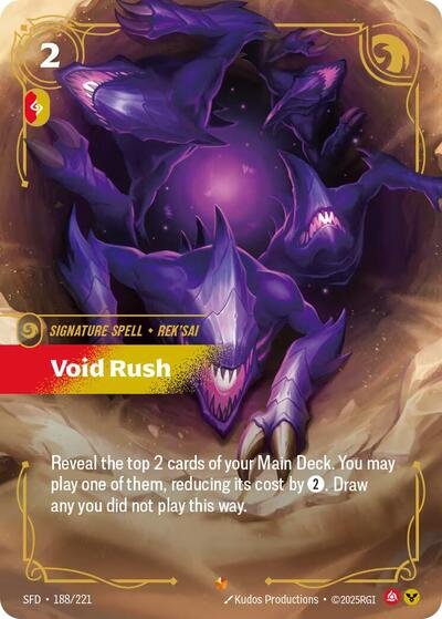 Riftbound card: Void Rush Epic 188/221 from Spiritforged (Signature Spell), front of card