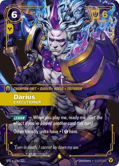 Riftbound card: Darius - Executioner (Overnumbered) 236/221 from Spiritforged (Showcase), front of card