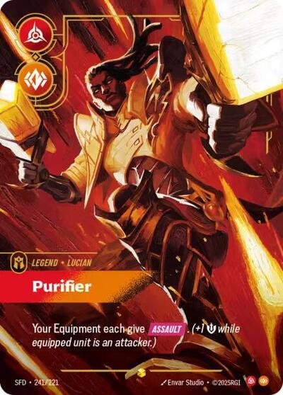 Riftbound card: Lucian - Purifier (Overnumbered) 241/221 from Spiritforged (Showcase), front of card