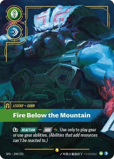 Riftbound card: Ornn - Fire Below the Mountain (Overnumbered) 244/221 from Spiritforged (Showcase), front of card