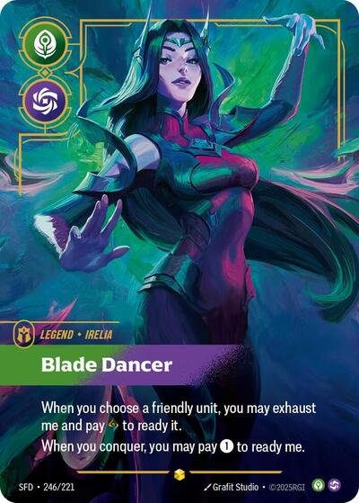 Riftbound card: Irelia - Blade Dancer (Overnumbered) 246/221 from Spiritforged (Showcase), front of card
