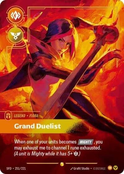 Riftbound card: Fiora - Grand Duelist (Overnumbered) 251/221 from Spiritforged (Showcase), front of card