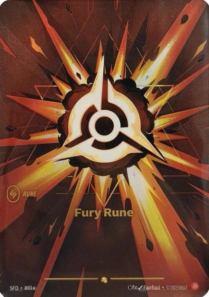 Riftbound card: R01a Fury Rune (Alternate Art) from Spiritforged (Showcase), front of card