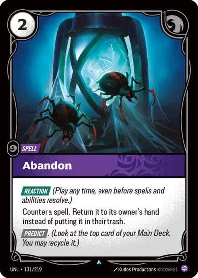 Riftbound card: Abandon 131/219 from Unleashed (Uncommon), front of card