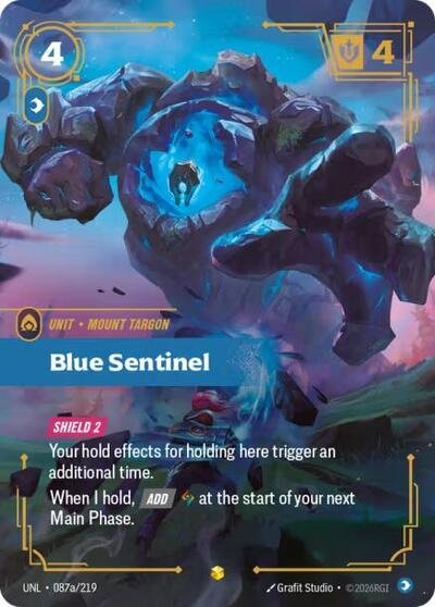 Riftbound card: Blue Sentinel (Alternate Art) 087a/219 from Unleashed (Showcase), front of card
