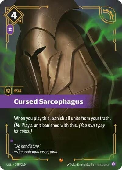 Riftbound card: Cursed Sarcophagus 148/219 from Unleashed (Epic), front of card