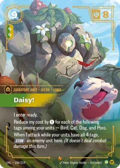 Riftbound card: Daisy! 196/219 from Unleashed (Epic), front of card