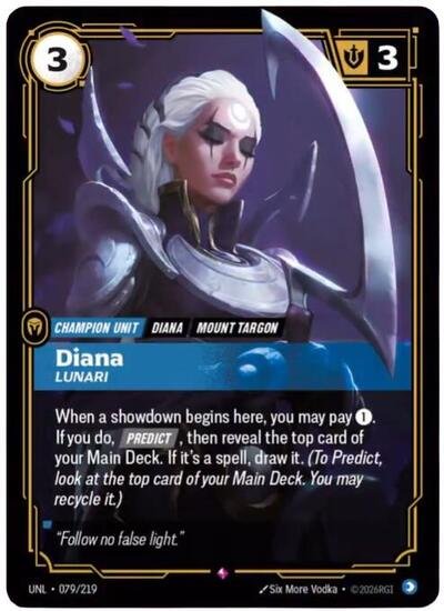 Riftbound card: Diana - Lunari 079/219 from Unleashed (Rare), front of card
