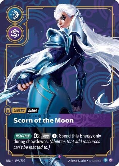 Riftbound card: Diana - Scorn of the Moon 197/219 from Unleashed (Rare), front of card
