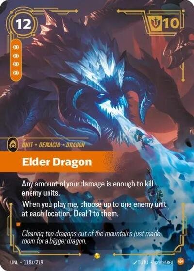Riftbound card: Elder Dragon (Alternate Art) 118a/219 from Unleashed (Showcase), front of card