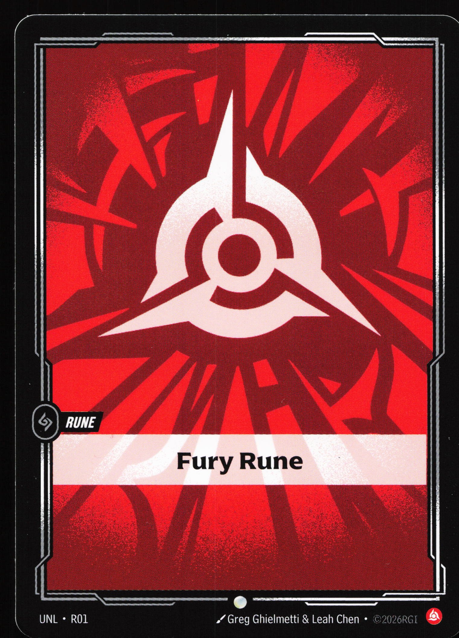 Riftbound card: R01 Fury Rune from Unleashed (Common), front of card