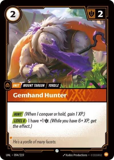 Riftbound card: Gemhand Hunter 094/219 from Unleashed (Common), front of card