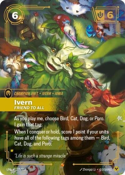 Riftbound card: Ivern - Friend to All 177/219 from Unleashed (Epic), front of card