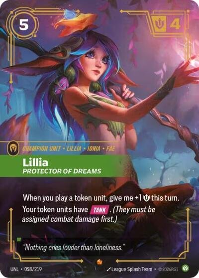 Riftbound card: Lillia - Protector of Dreams 058/219 from Unleashed (Epic), front of card