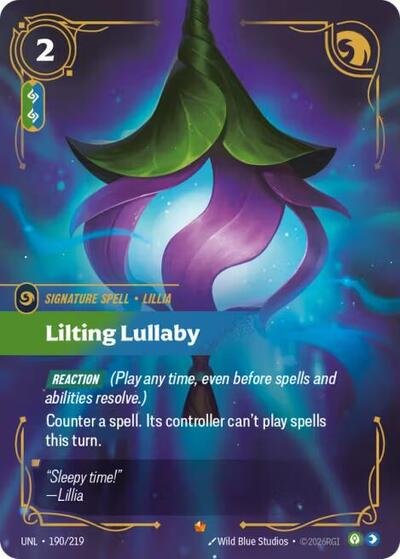 Riftbound card: Lilting Lullaby Epic 190/219 from Unleashed (Signature Spell), front of card