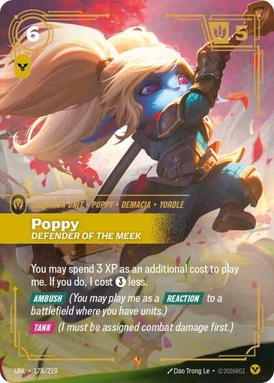Riftbound card: Poppy - Defender of the Meek 178/219 from Unleashed (Epic), front of card