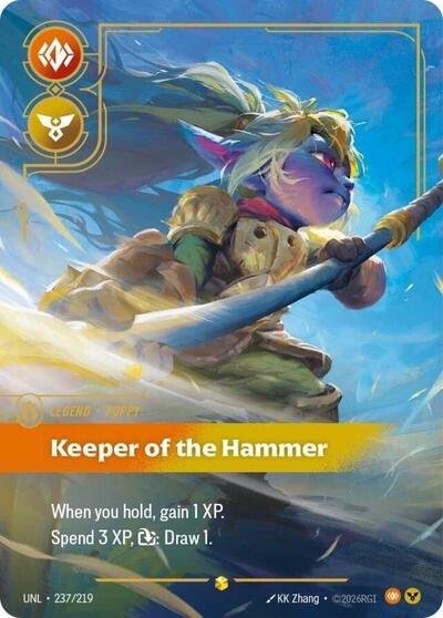 Riftbound card: Poppy - Keeper of the Hammer (Overnumbered) 237/219 from Unleashed (Showcase), front of card